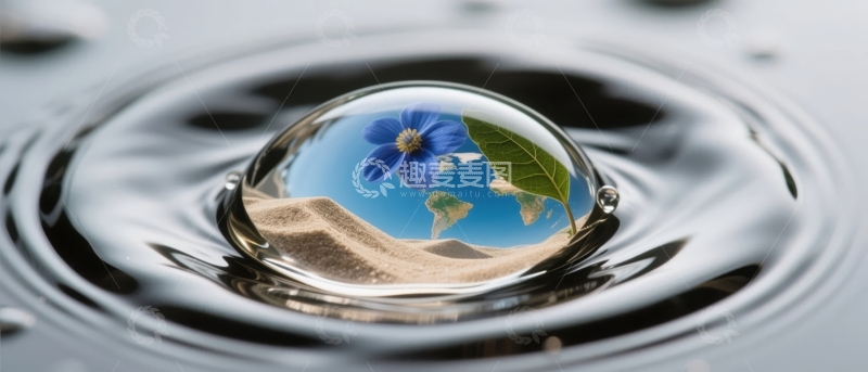 高清大图下载【趣麦麦图】水滴中的自然景象
