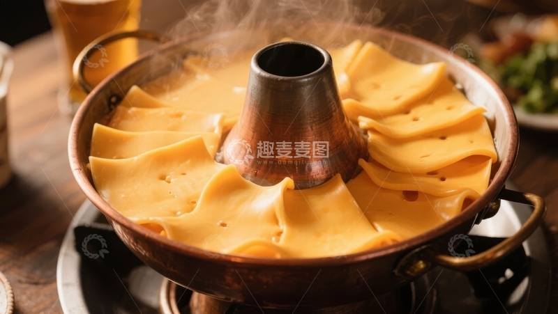 高清大图下载【趣麦麦图】热气腾腾的火锅配奶酪片