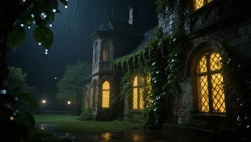 夜幕下的古老庄园