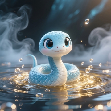 水中漂浮的卡通蛇