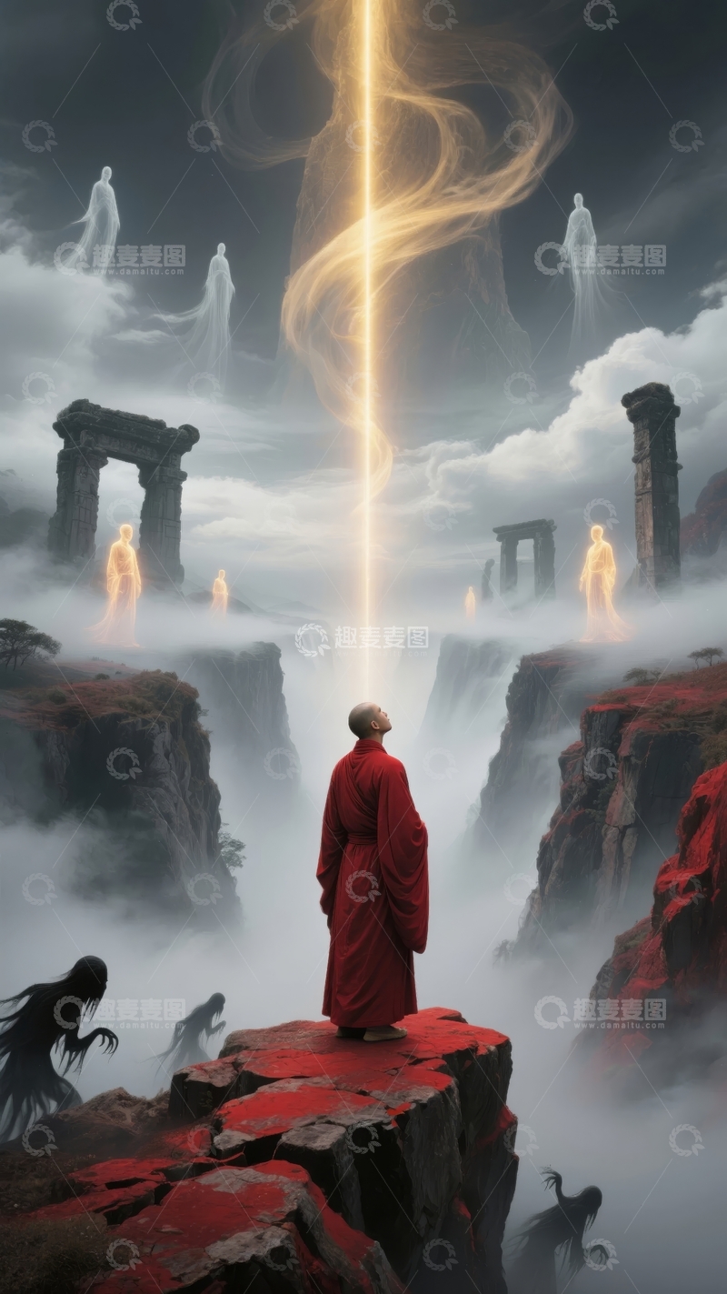 高清大图下载【趣麦麦图】神秘光芒中的修行者