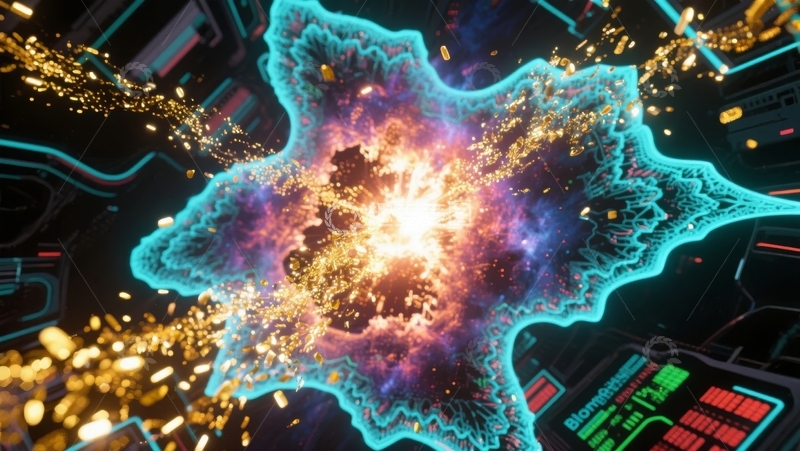 高清大图下载【趣麦麦图】科技背景下的炫彩能量爆发