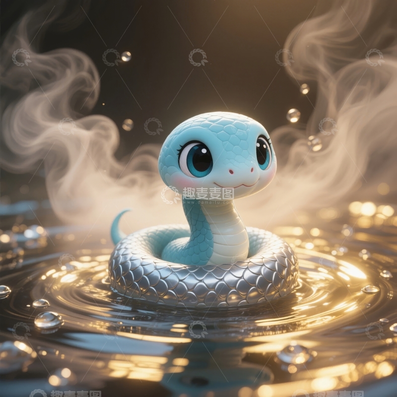 高清大图下载【趣麦麦图】水中盘旋的卡通蛇