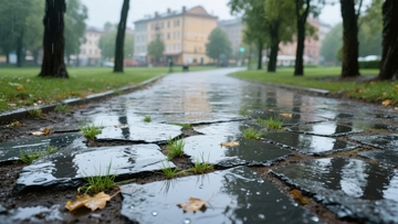 雨后湿润的石板路