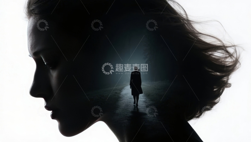 高清大图下载【趣麦麦图】剪影人物与神秘路径