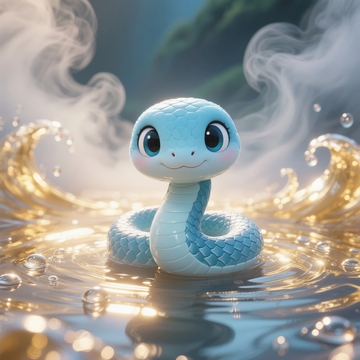 水中蓝色小蛇的梦幻场景