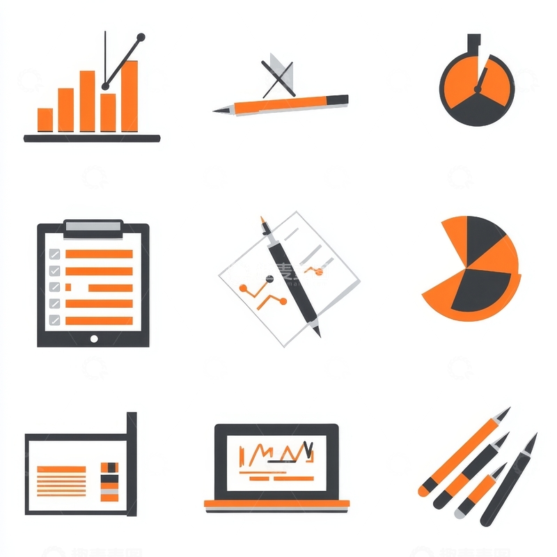高清大图下载【趣麦麦图】商务图表与办公工具图标集