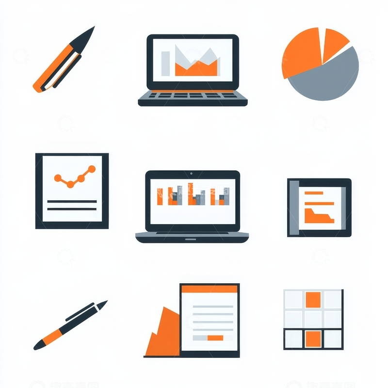 高清大图下载【趣麦麦图】商务图表与办公工具图标集