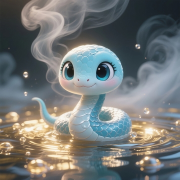 水中萌蛇，烟雾缭绕