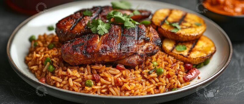 高清大图下载【趣麦麦图】烤鸡配米饭和烤土豆