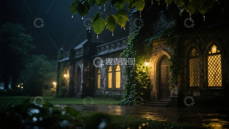 高清大图下载【趣麦麦图】夜幕下的古老建筑