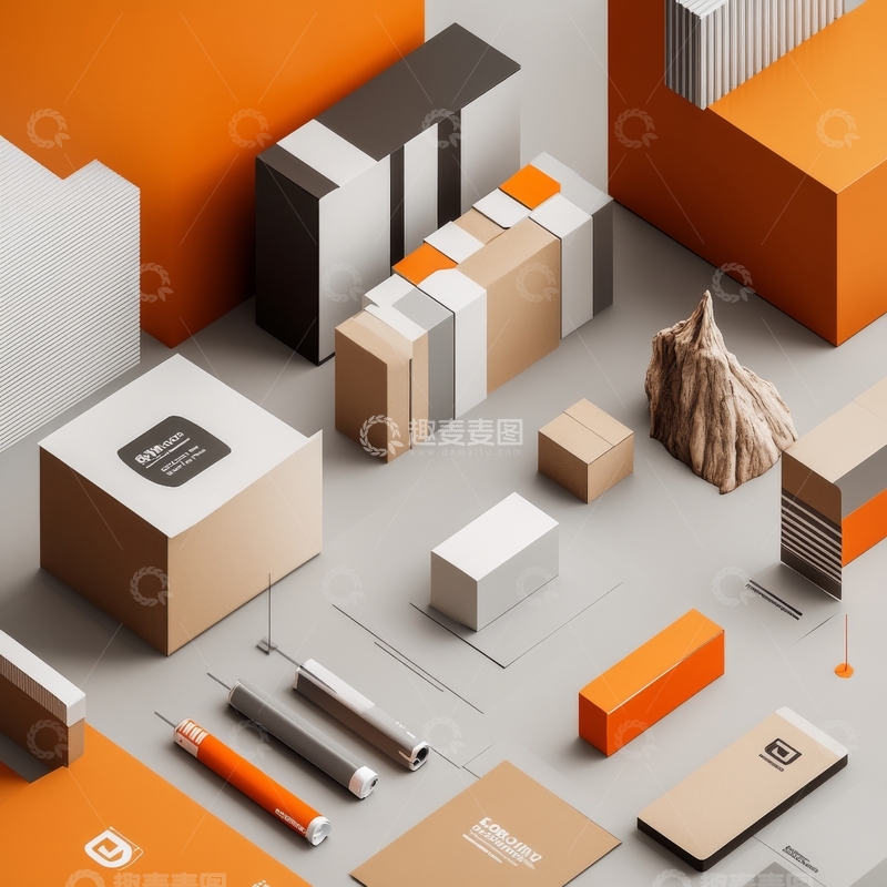高清大图下载【趣麦麦图】立体几何包装设计展示