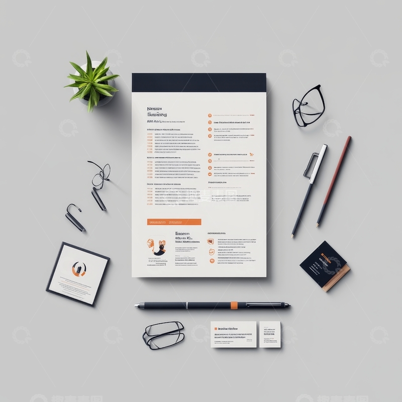 高清大图下载【趣麦麦图】简洁简历与办公用品桌面布局