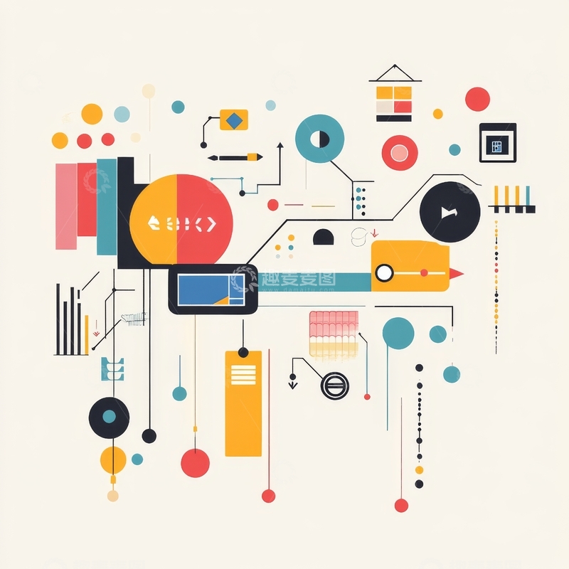 高清大图下载【趣麦麦图】多彩抽象科技元素组合图