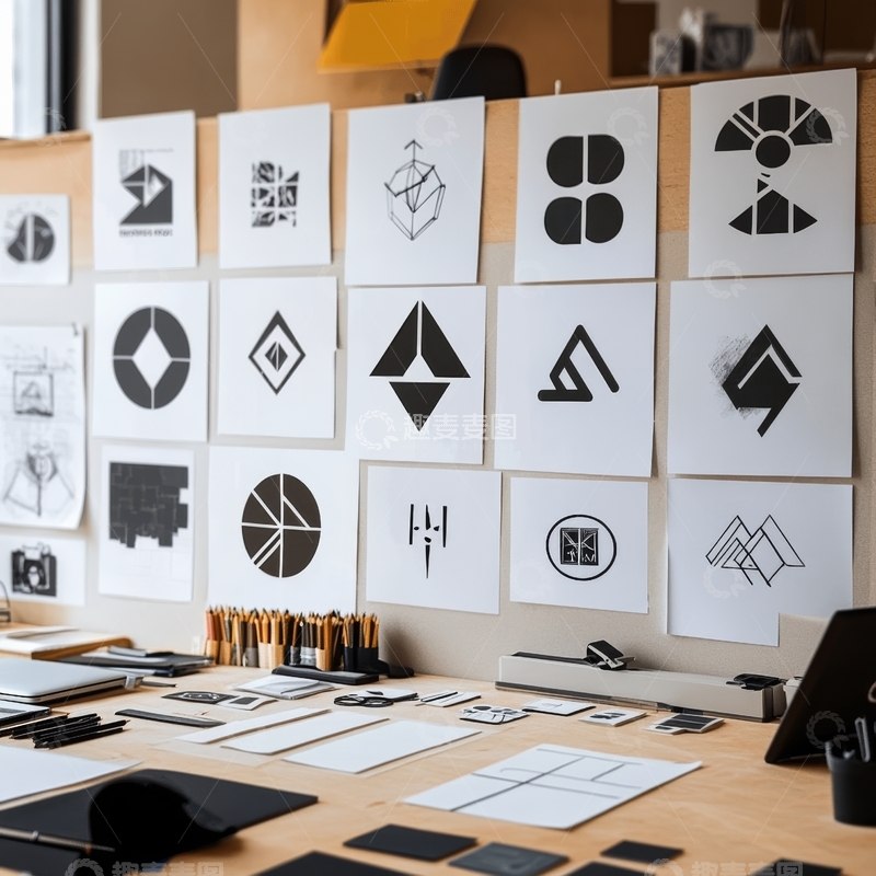 高清大图下载【趣麦麦图】-创意工作室中的标志设计展示