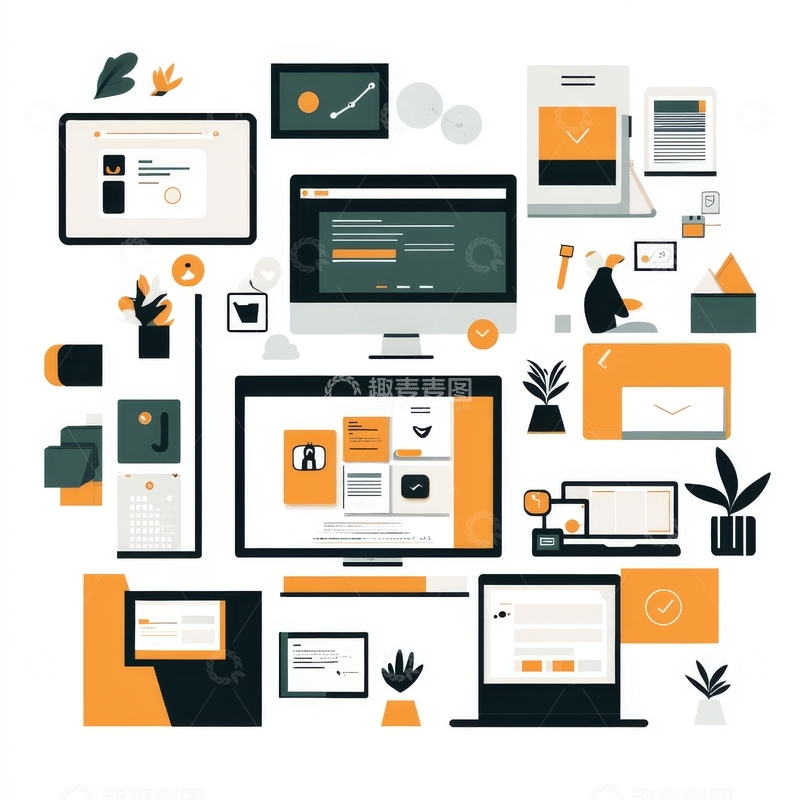 高清大图下载【趣麦麦图】办公桌面与设备的创意布局