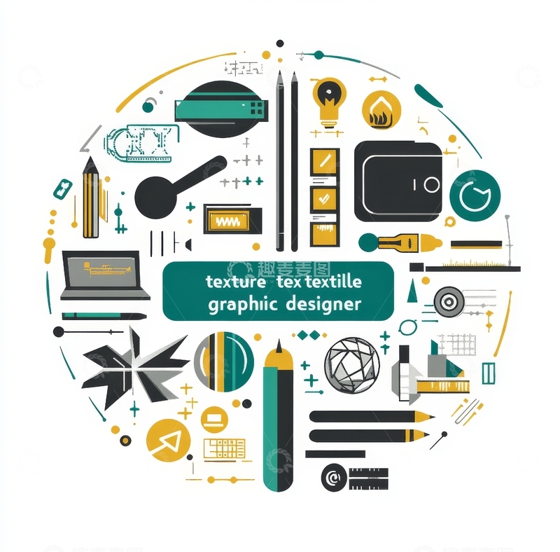 高清大图下载【趣麦麦图】图形设计师工具与元素圆形布局