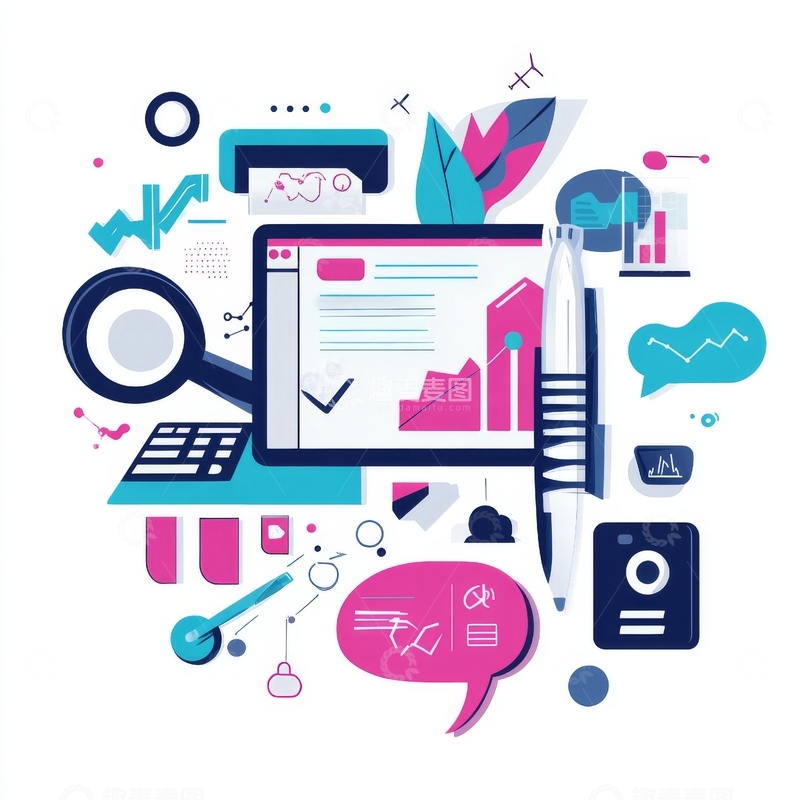 高清大图下载【趣麦麦图】数据分析与办公工具的创意组合