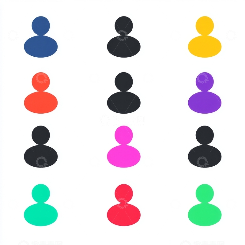 高清大图下载【趣麦麦图】多彩人物图标排列展示