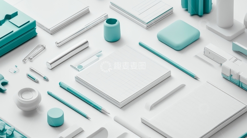 高清大图下载【趣麦麦图】简约办公文具布局