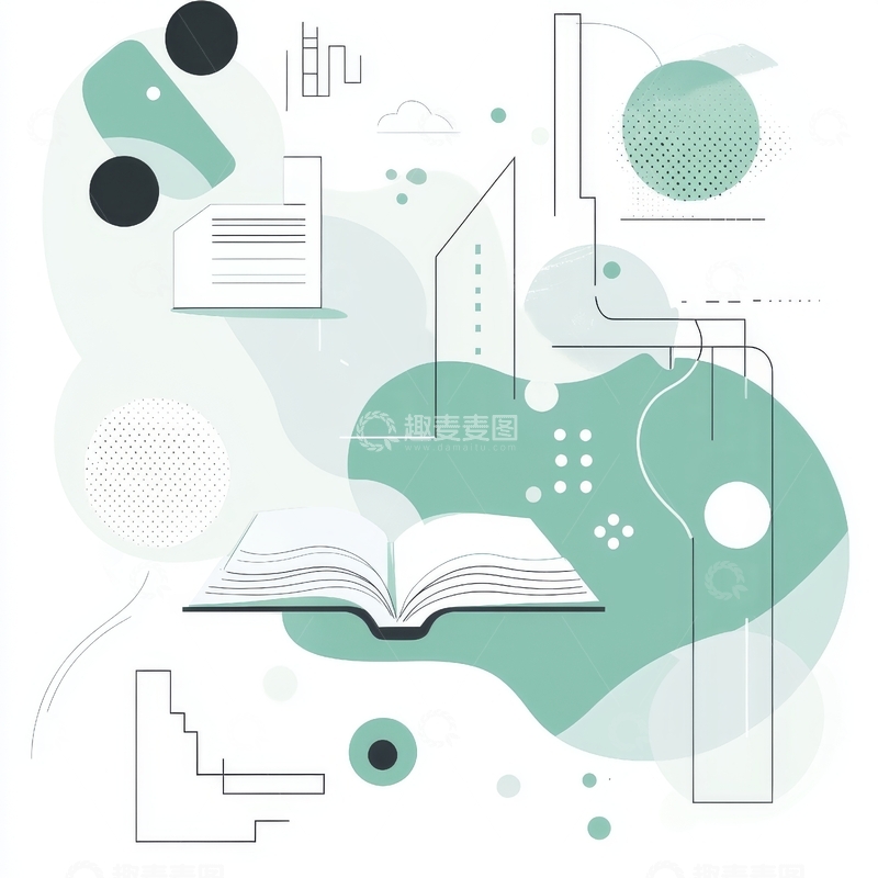 高清大图下载【趣麦麦图】书籍与抽象图形的创意组合