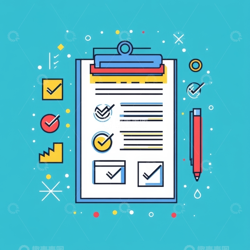 高清大图下载【趣麦麦图】剪贴板上的检查清单