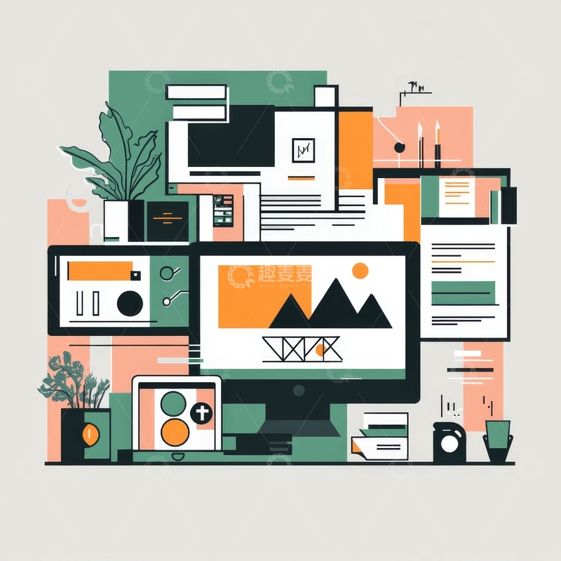 高清大图下载【趣麦麦图】创意工作空间与设计元素