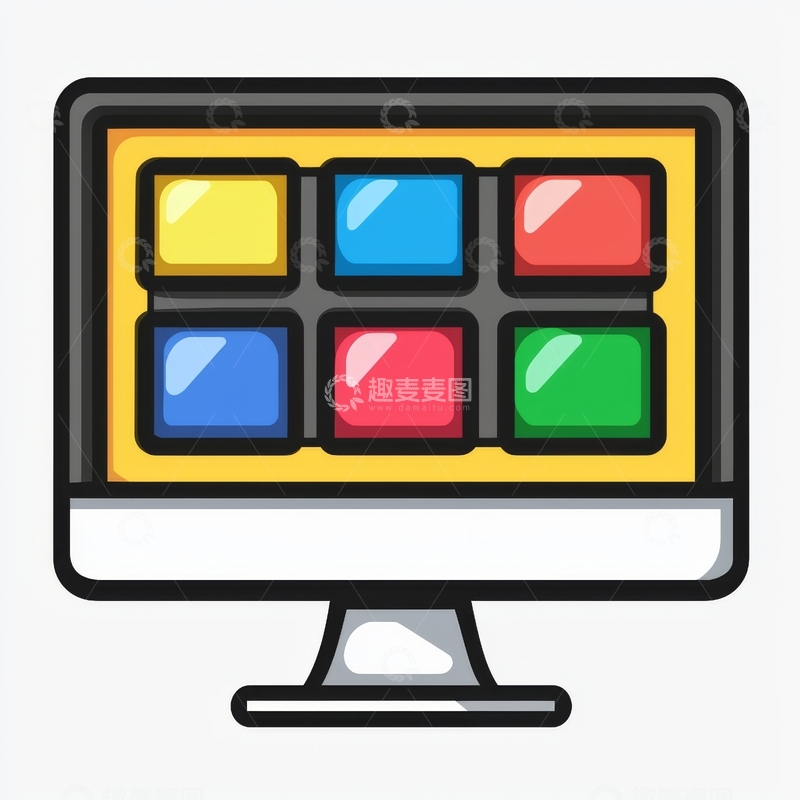 高清大图下载【趣麦麦图】彩色方块显示的电脑屏幕图标