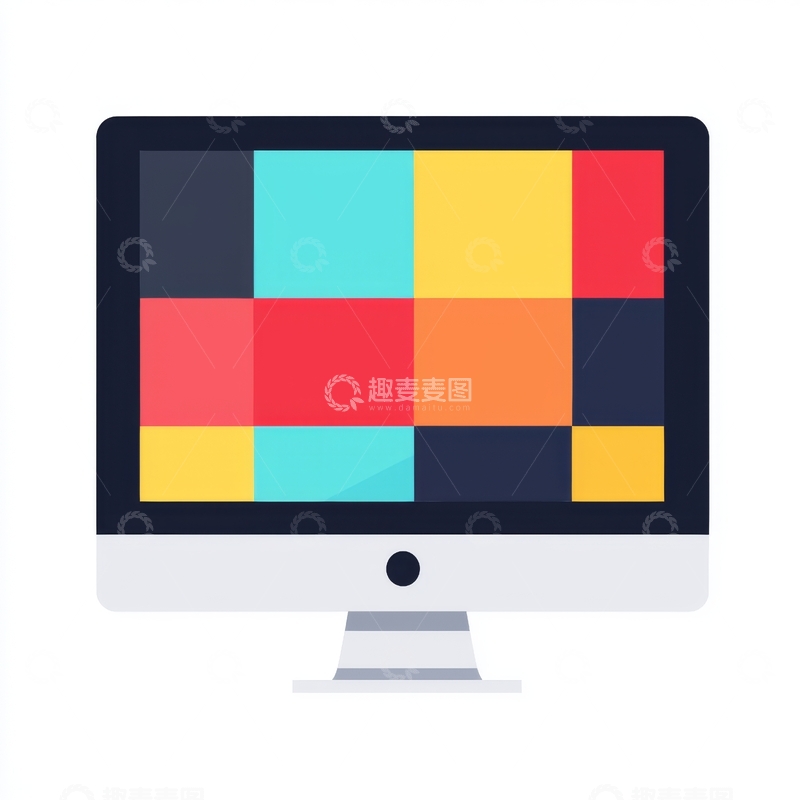 高清大图下载【趣麦麦图】彩色方块显示的电脑屏幕