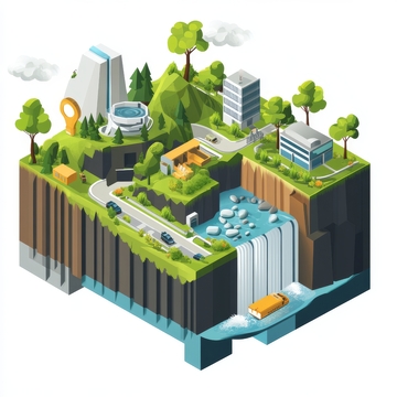 立体岛屿城市景观