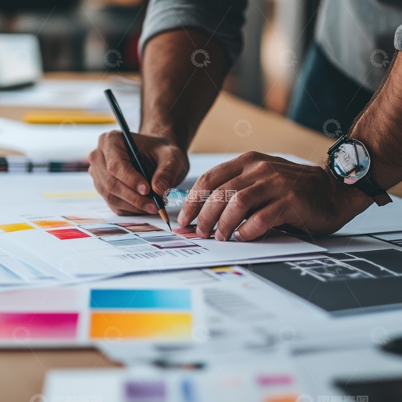 高清大图下载【趣麦麦图】设计师讨论色彩方案
