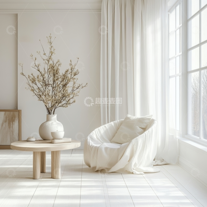 高清大图下载【趣麦麦图】简约室内设计，自然光与木质家具