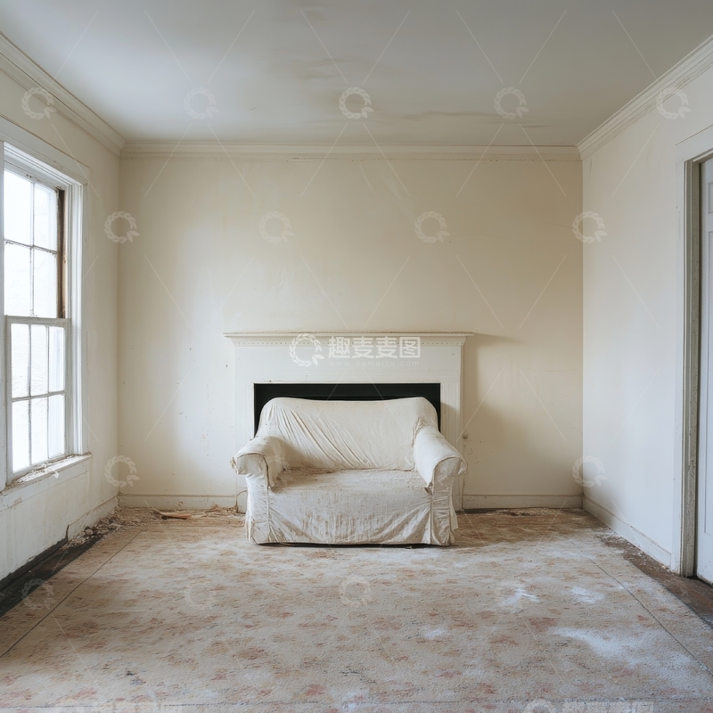 高清大图下载【趣麦麦图】空旷房间内的白色沙发