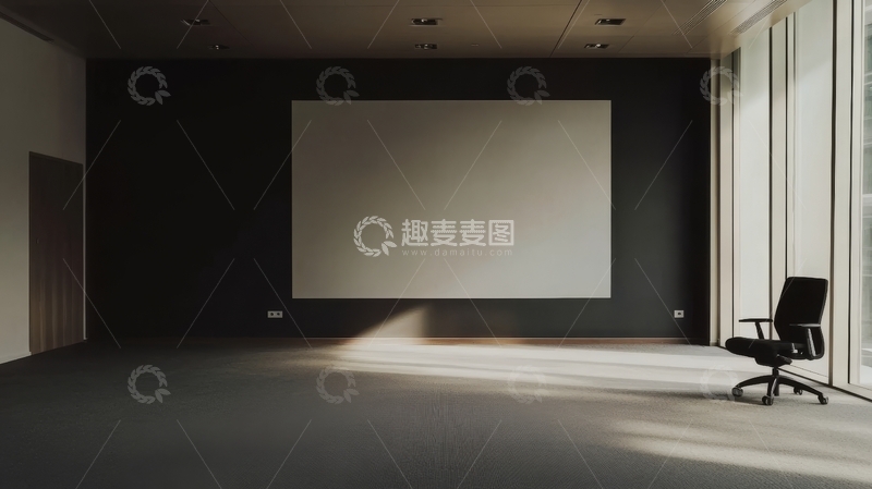 高清大图下载【趣麦麦图】现代会议室内的投影屏幕