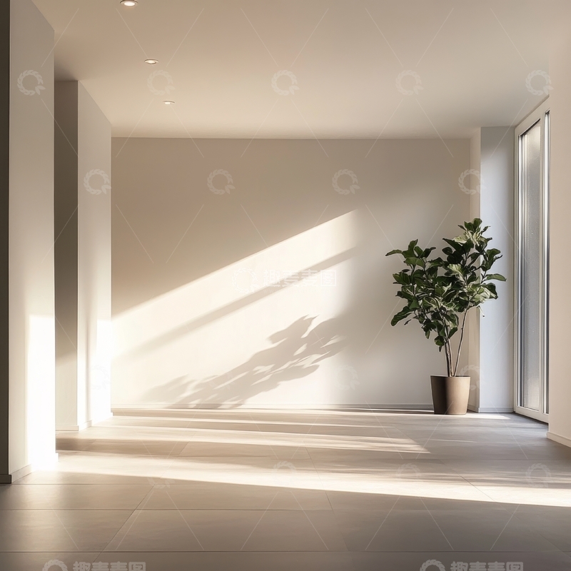 高清大图下载【趣麦麦图】阳光洒入的现代室内空间