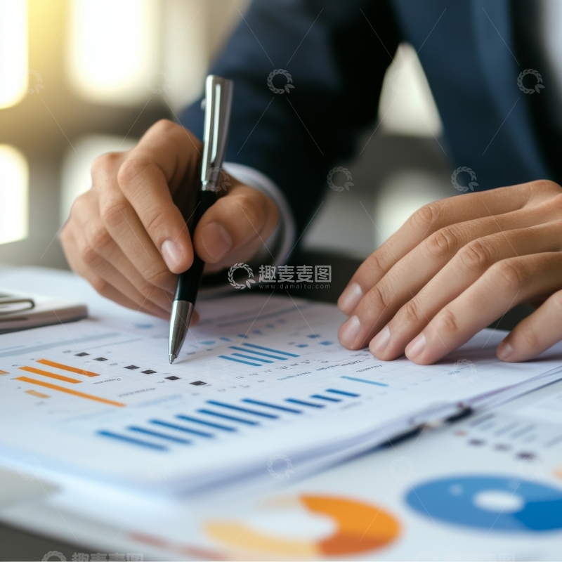 高清大图下载【趣麦麦图】商务人士分析财务图表