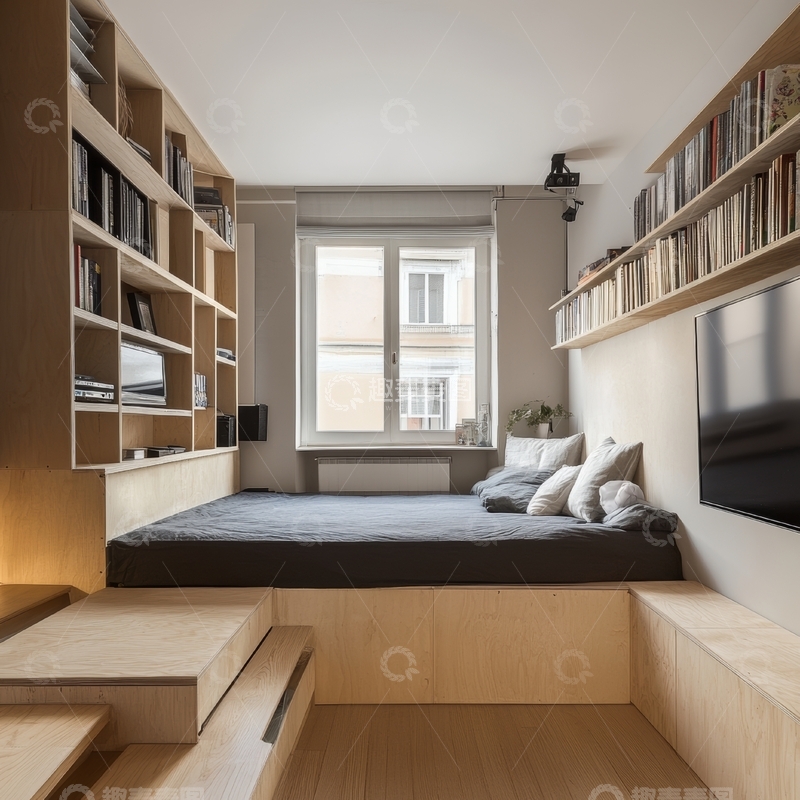 高清大图下载【趣麦麦图】简约现代的多功能卧室设计