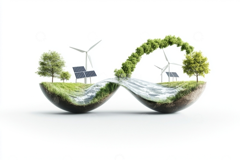 高清大图下载【趣麦麦图】可持续能源与自然生态的无限循环