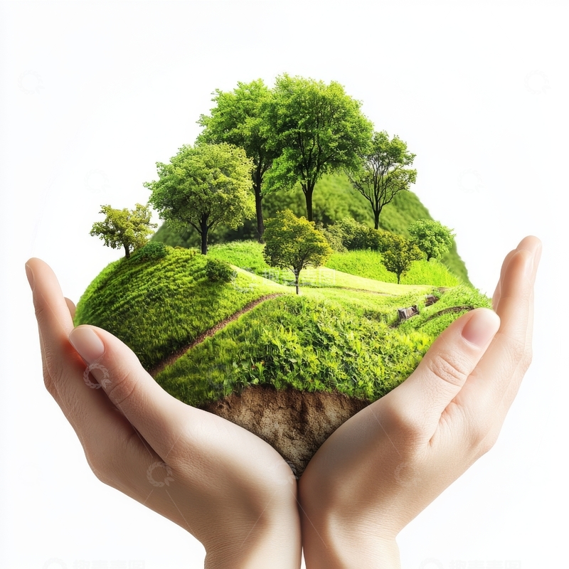 高清大图下载【趣麦麦图】双手捧着绿色小岛