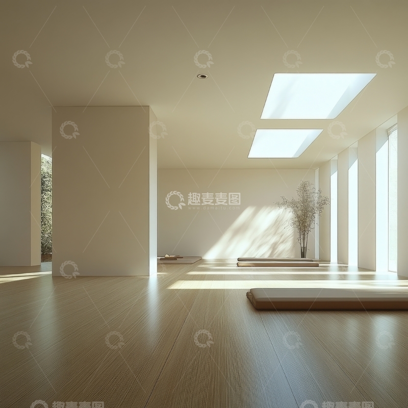 高清大图下载【趣麦麦图】简约室内空间，自然光洒落