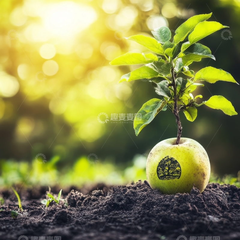 高清大图下载【趣麦麦图】苹果上生长的嫩芽