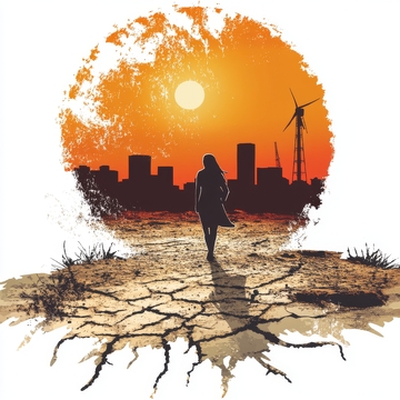 干旱大地上的城市剪影