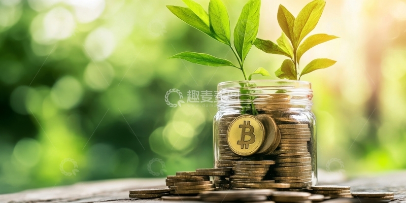 高清大图下载【趣麦麦图】金币罐中生长的绿植