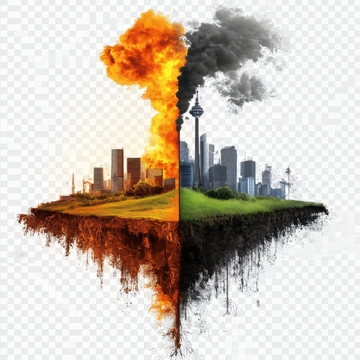 城市污染与自然环境对比图