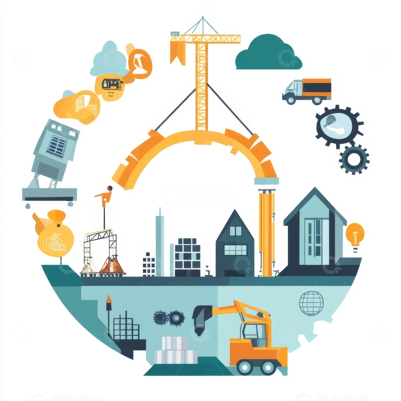 高清大图下载【趣麦麦图】工业建设与机械运作图