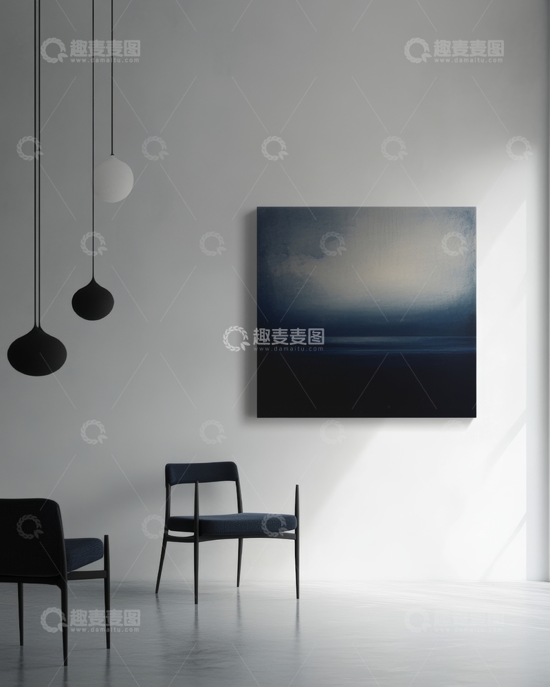 高清大图下载【趣麦麦图】简约室内空间与抽象画作