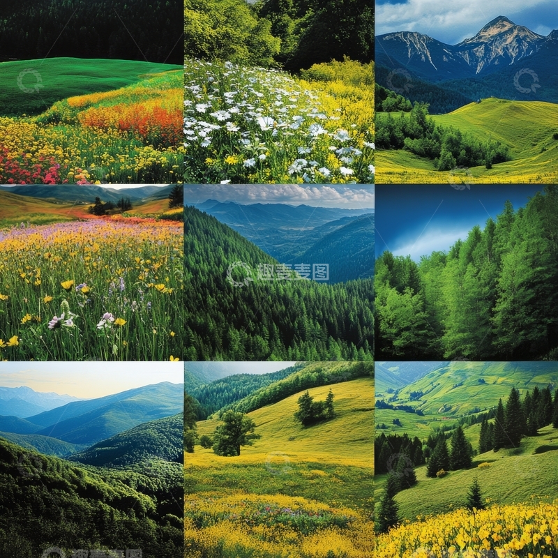 高清大图下载【趣麦麦图】多彩自然景观拼贴