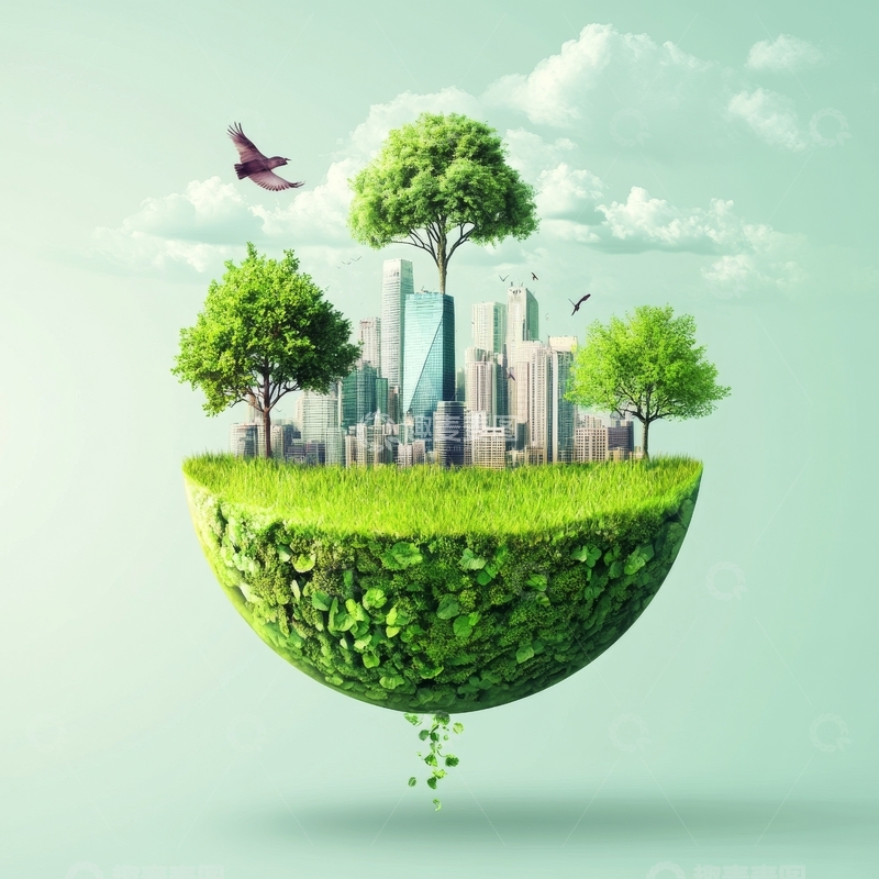 高清大图下载【趣麦麦图】绿色星球上的现代城市