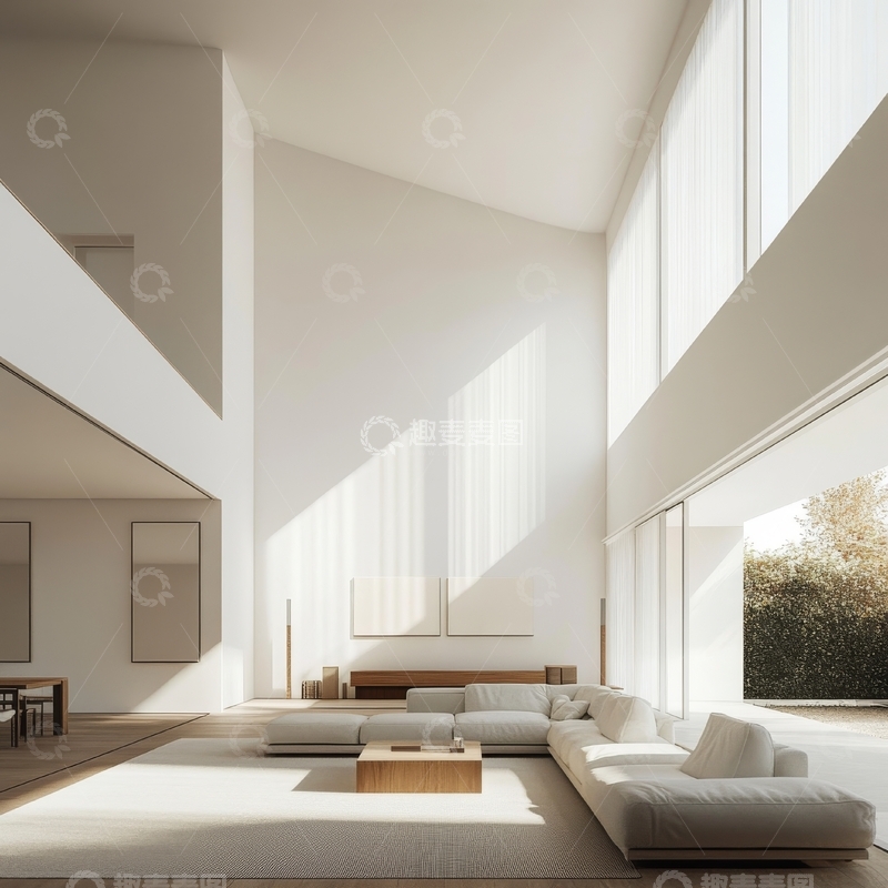 高清大图下载【趣麦麦图】现代简约客厅，自然光充足