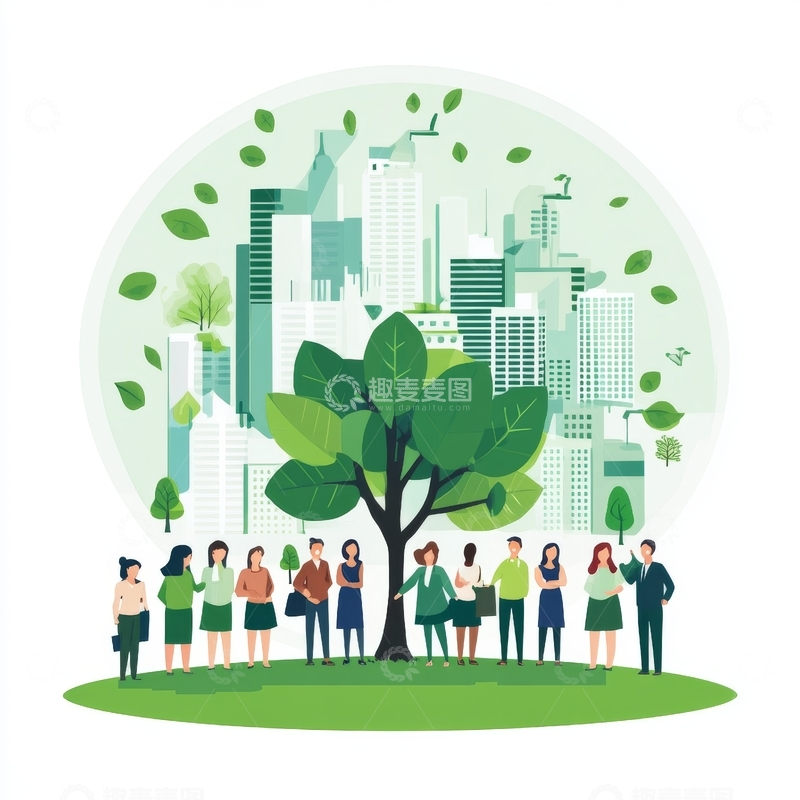 高清大图下载【趣麦麦图】城市绿洲与人群